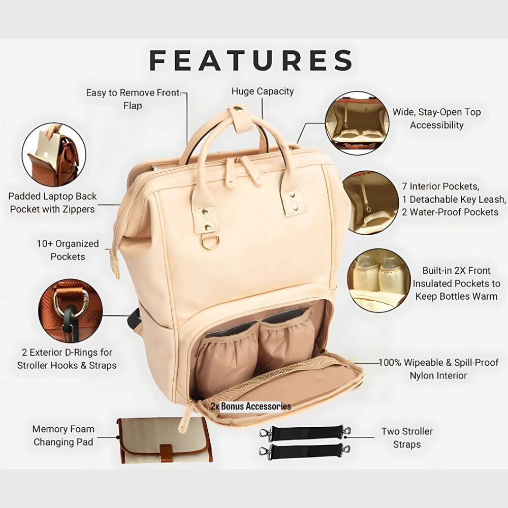 🔥Best Diaper Bag Trending Backpack for Mom Baby Shower Gifts,Nappy Changing Bag